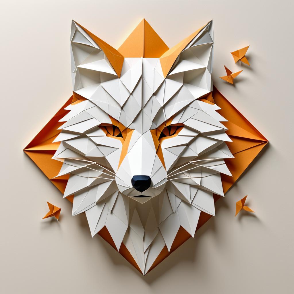 Intricate Origami Fox Art Poster