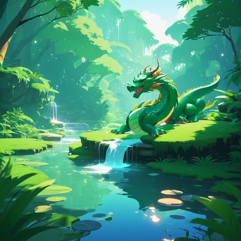 Serene Dragon Bathing in Nature