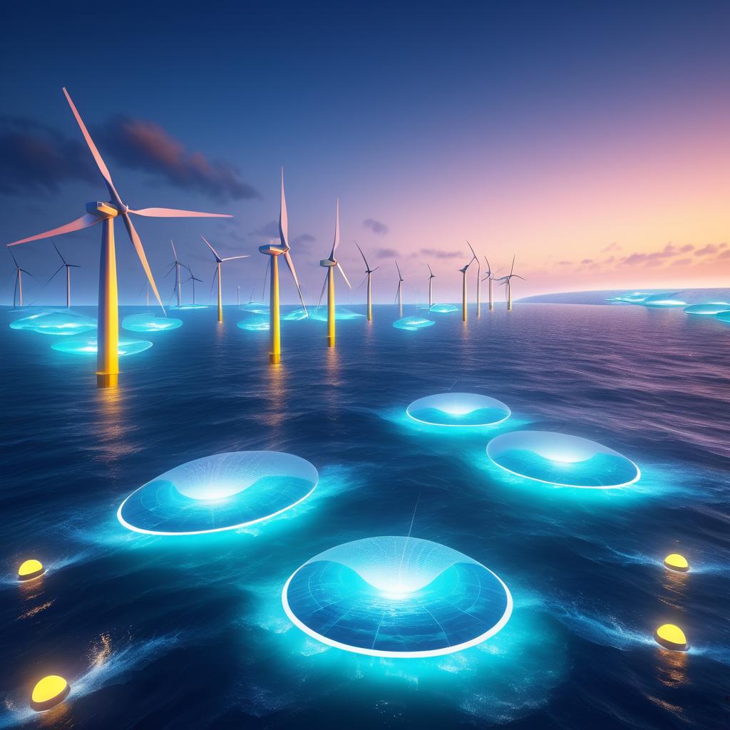 Vibrant Futuristic Offshore Wind Farm