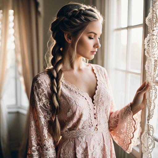 Champagne Pink Lace Character in Morning Glow