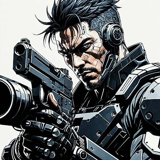 Tech Noir Cyborg with Gun