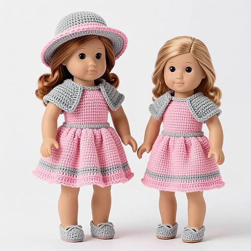 Crocheted Pink & Grey Doll Outfit