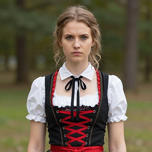 Young Woman in German Dirndl Dress