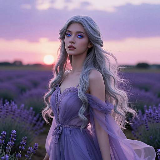Mystical Woman in Lavender Field