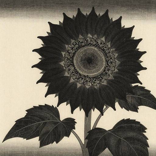 Edo-Period Black Sunflowers in Ukiyo-e
