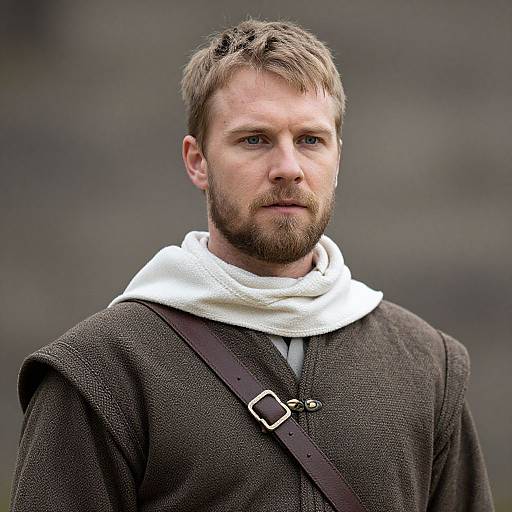 Blonde Bearded Man in Medieval Costume