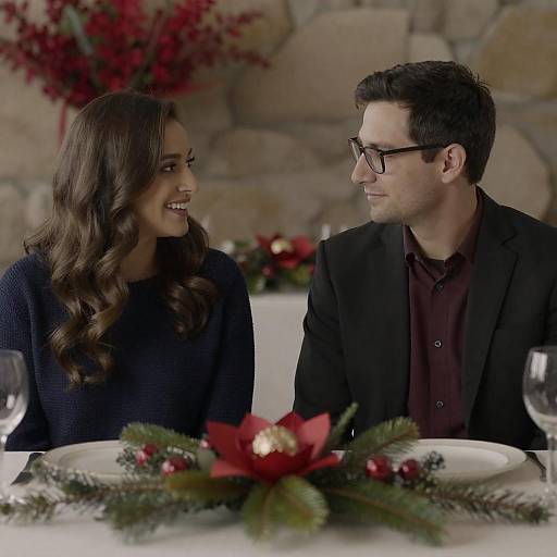 Festive Couple at Holiday Table