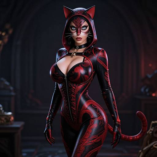 Mysterious Cat-Suited Woman Aura