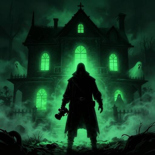 Haunted Gravedigger at Glowing Mansion