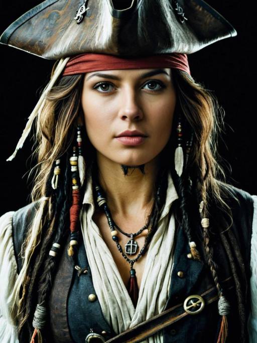 Woman in Jack Sparrow Pirate Costume