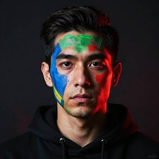 Abstract Painted Portrait of Serious Man