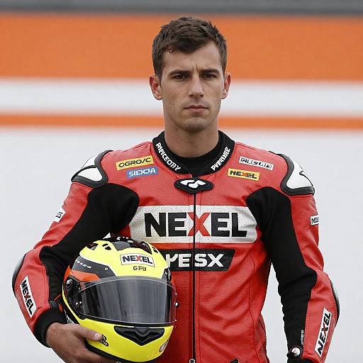 Action-Packed Motorcyclist in Racing Gear