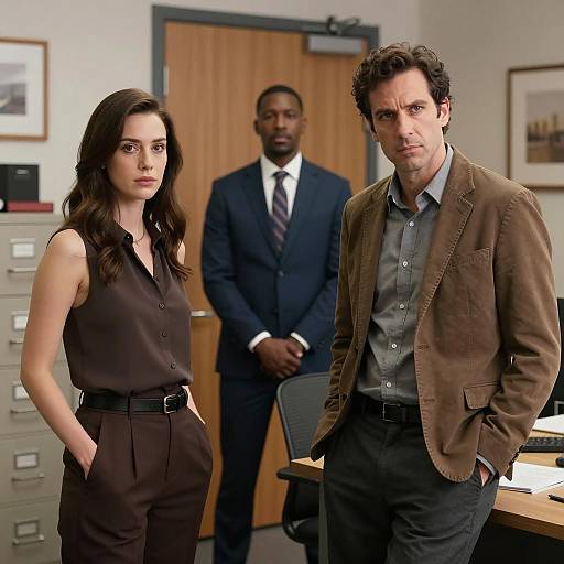 Three professionals in office setting