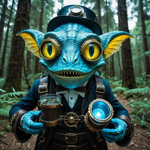 Photorealistic Alien in a Bright Forest