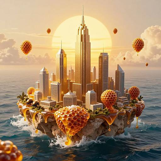 Gelatinous Honey Ocean and Beehive City