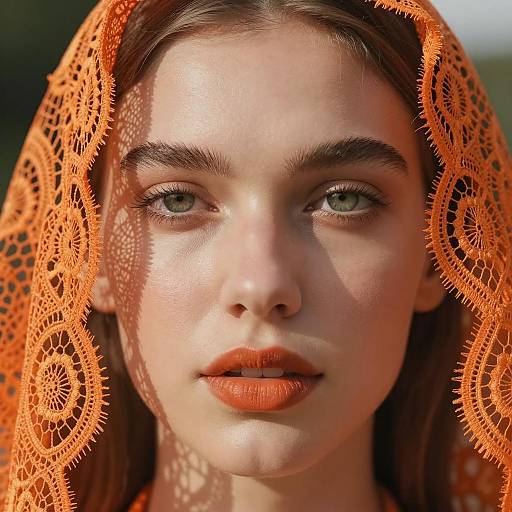 Young Woman with Orange Lace Veil