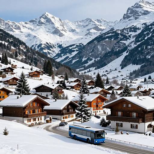 Snowy Alpine Village in Gstaad