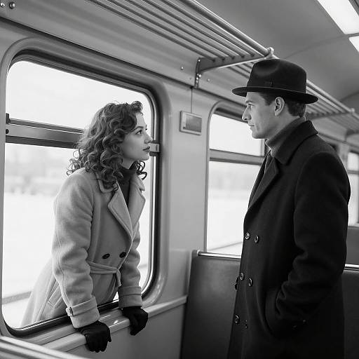 Vintage Style Couple on Train
