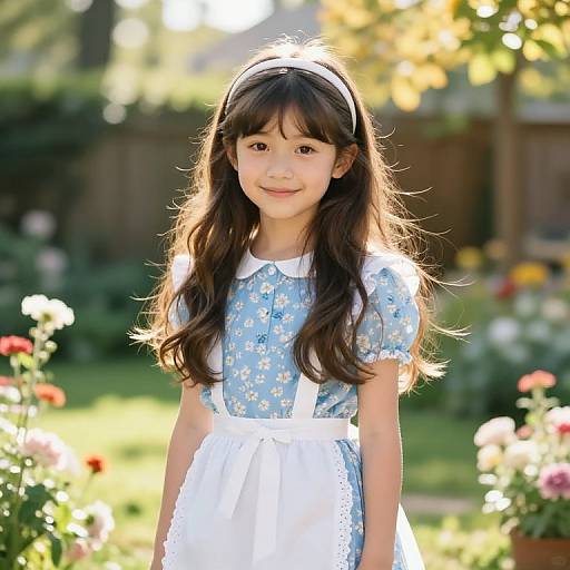 Cheerful Girl in Sunny Floral Dress