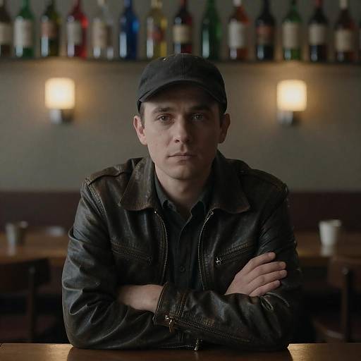 Serious Man in Dimly Lit Room