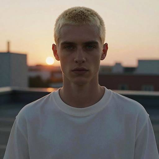 Platinum Blonde Buzz Cut Portrait