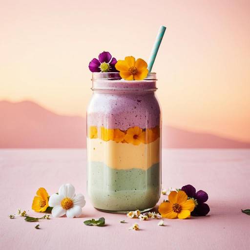 Vibrant Pastel Smoothie Jar Photography