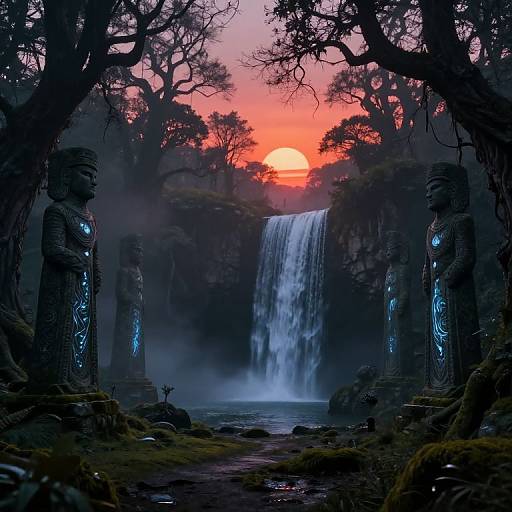 Surreal Bioluminescent Forest Landscape