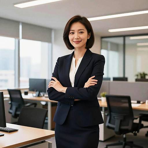 Confident Asian Businesswoman in Modern Office