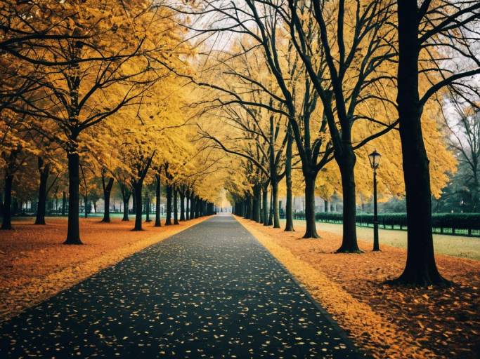 Scenic Autumn Park Path Wallpaper