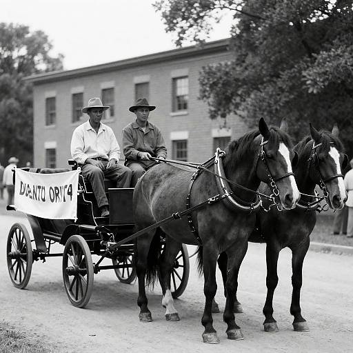 Classic Black and White Wagon Scene