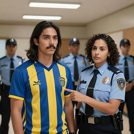 Serious Encounter: Man and Officer Portrait