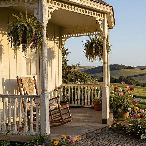 Victorian Farmhouse Porch in Golden Light