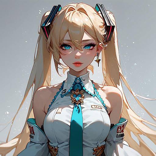 Blonde Anime Girl with Blue Eyes