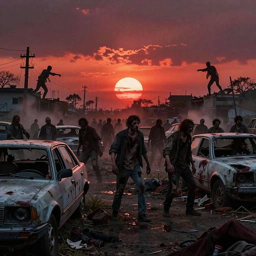 Zombie Apocalypse Survivors at Sunset