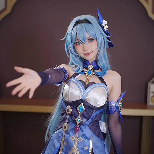 Blue-Haired Anime Warrior Woman