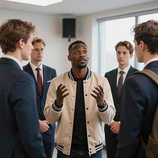 Five Men in an Illuminated Room