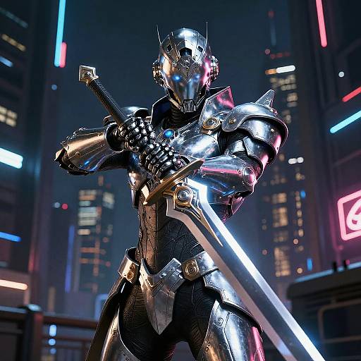 Futuristic Silverhand Energy Sword