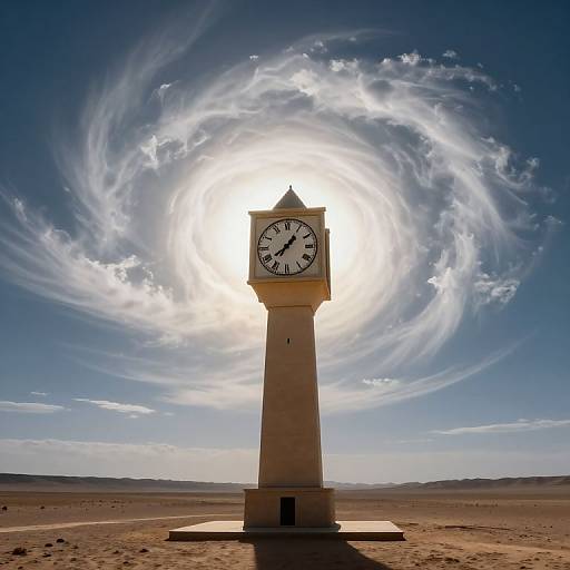 Surreal Clock Tower in Desert