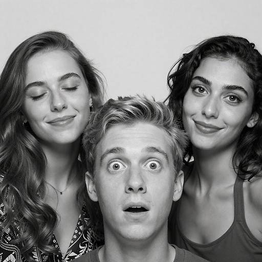Black and White Portrait of Three Young Adults