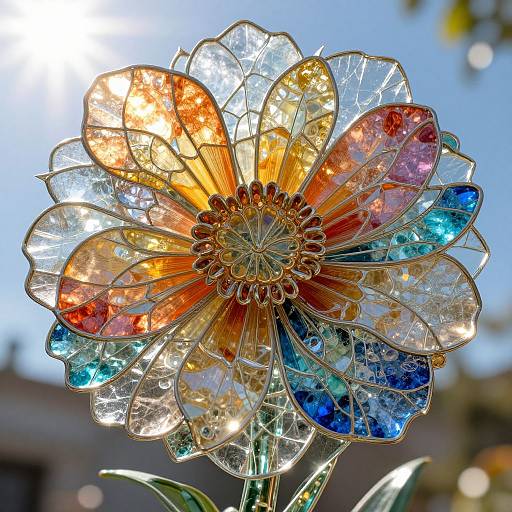Intricate Glass Flower Art Nouveau