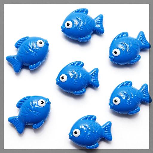 High-Contrast Blue Fish Toys