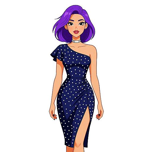 Chic Woman in Polka Dot Dress