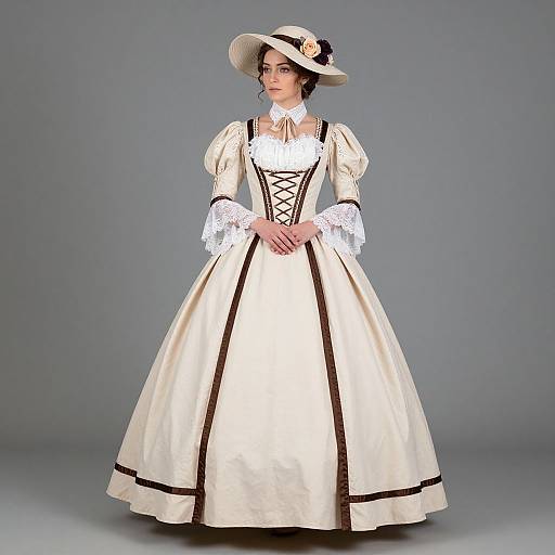 Victorian Elegance with Floral Hat