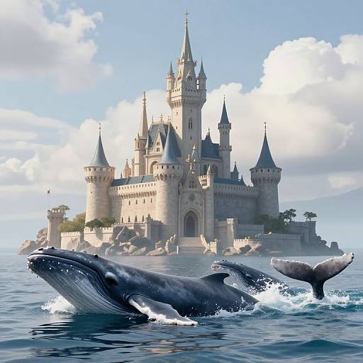 Majestic Whales Carrying Skyward Castle