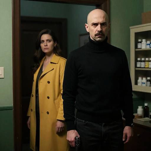 Intense Encounter in Dimly Lit Setting