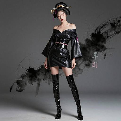 Ukiyo-e Cyberpunk Geisha High-Fashion Portrait