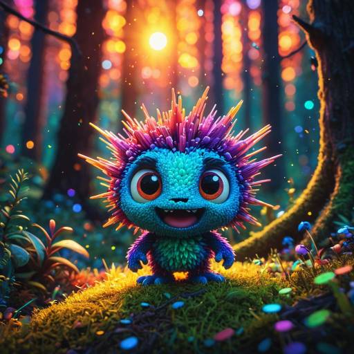 Colorful Pixar-Style Impish Sprite in Enchanted Forest