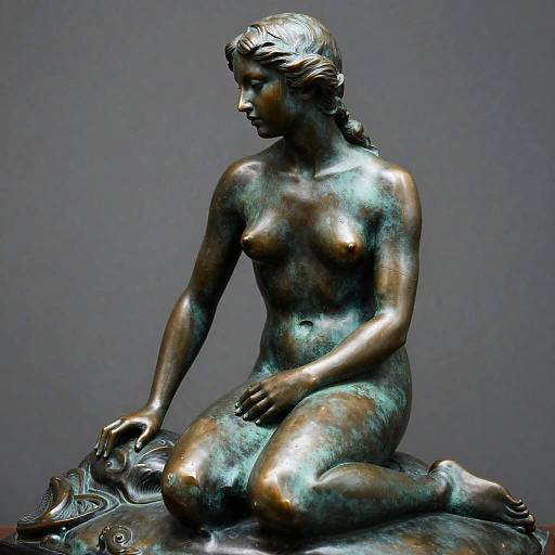 Realistic Bronze Mermaid Statue Portrait