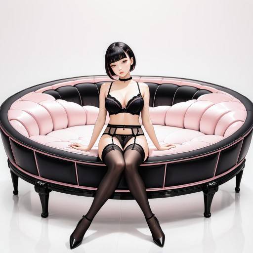 Elegant Woman in Lingerie Lounge Pose Elegant Woman in Lingerie Lounge Pose