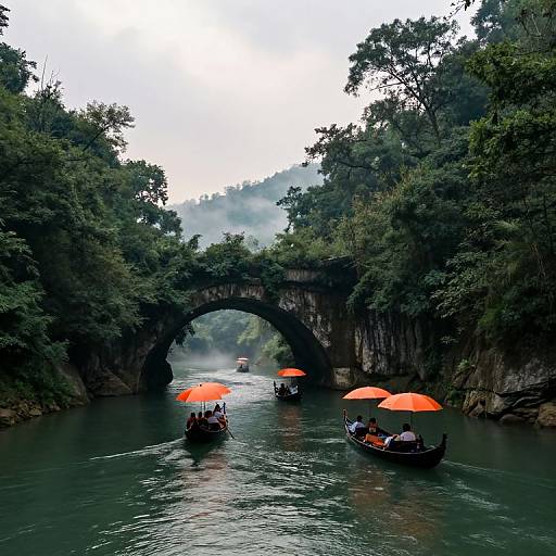 Serene Gondolas on Underground River